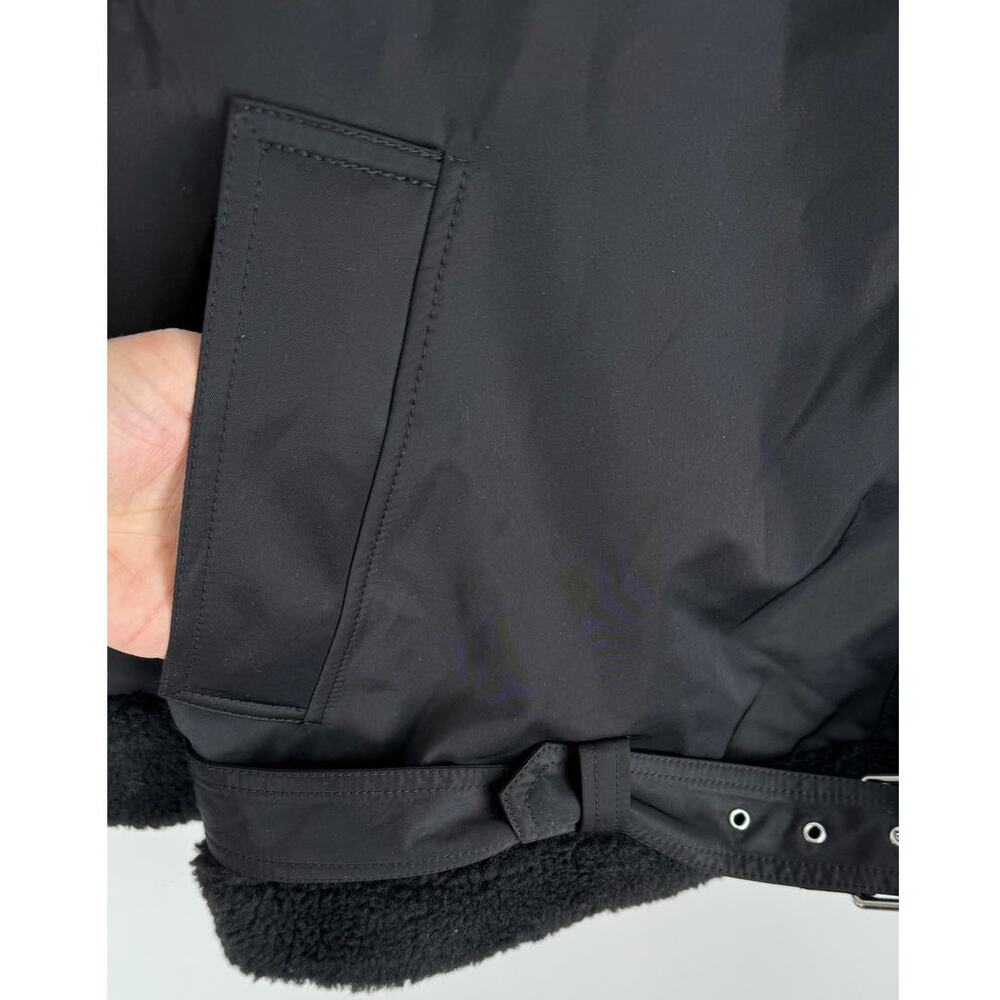& Other Stories Stockholm Aviator Jacket Womens Large Black New Faux Shearling - Picture 6 of 16
